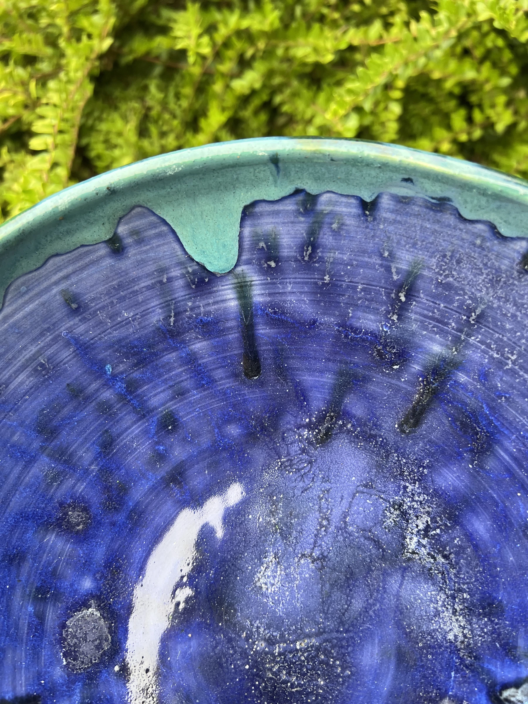 🫐 Large signed salad bowl in glazed blue-green stoneware/terracotta - Handmade – photo 4